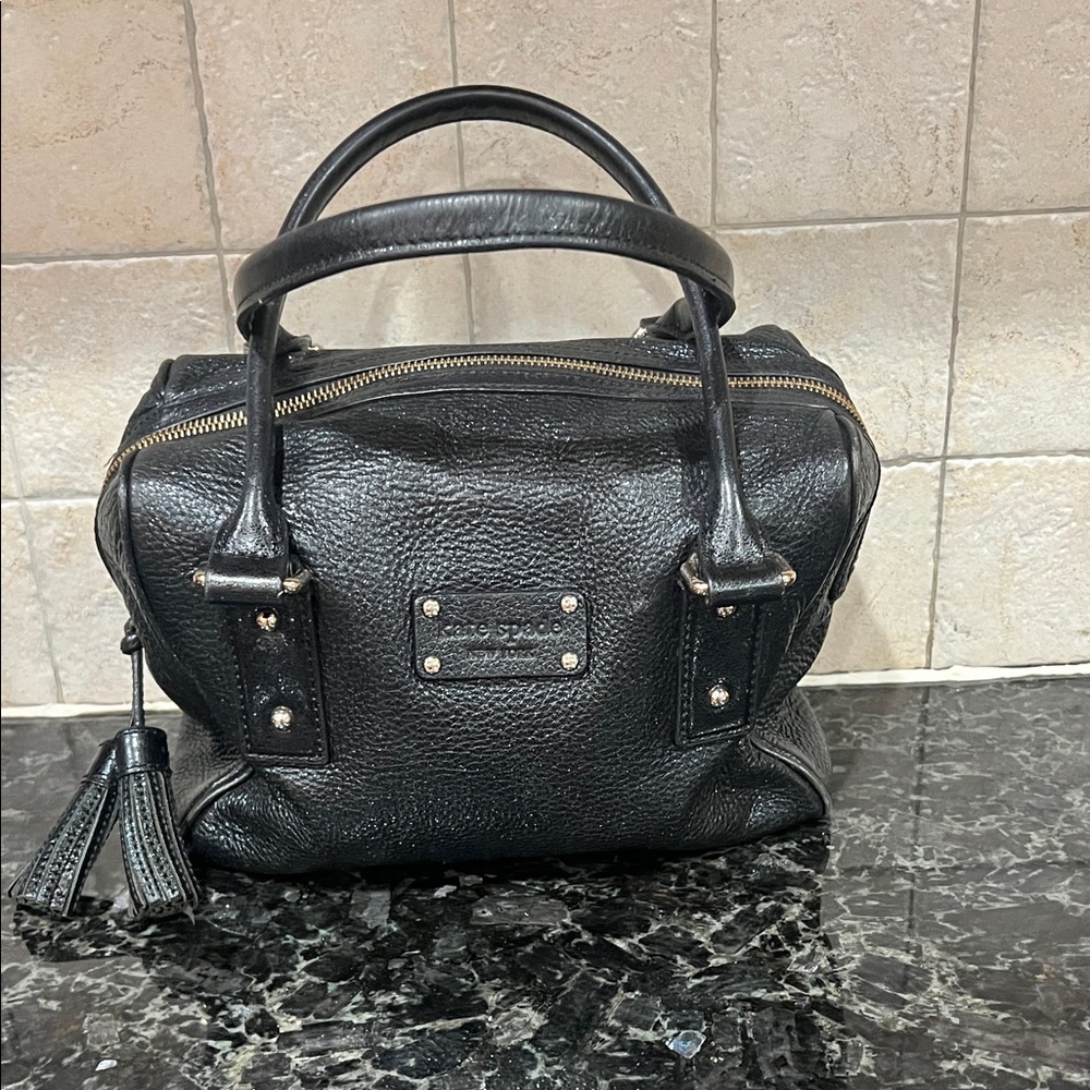 Kate Spade Classic Black Pebbled Leather Satchel EUC